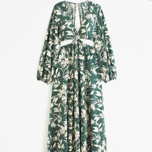 Cutout plunge maxi dress from Abercrombie green